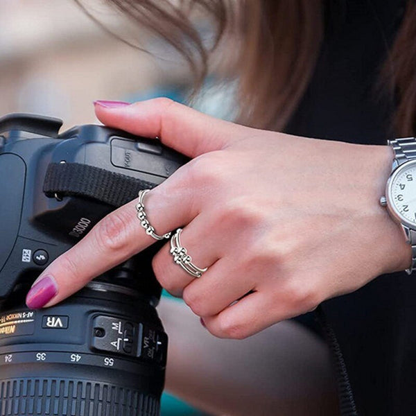 Anillos de ansiedad con cuentas giratorias para hombres y mujeres, antiestrés, ajustables.