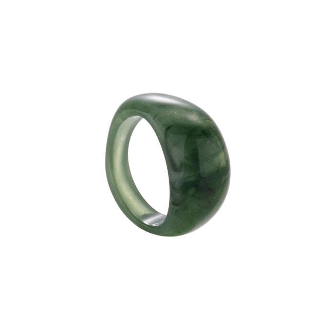 Fashion Colorful Acrylic Resin Geometric Round Transparent Rings Set