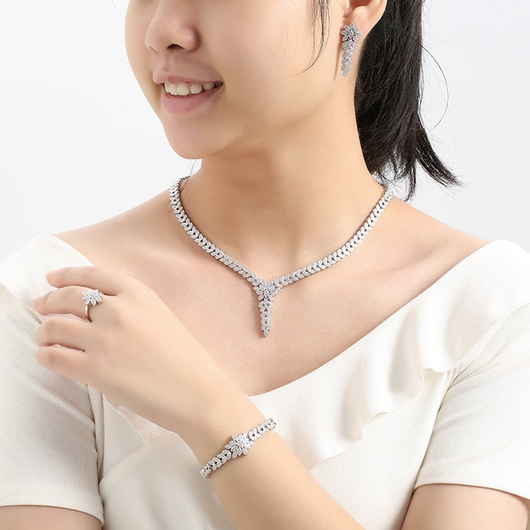 Fahion Party Necklace Earrings Ring And Bracelet Set