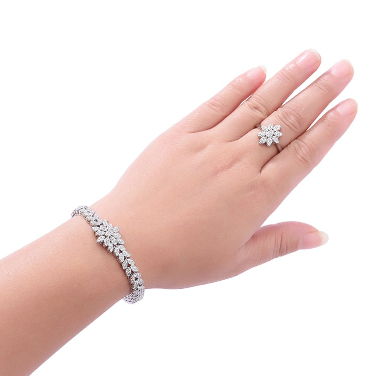 Fahion Party Necklace Earrings Ring And Bracelet Set