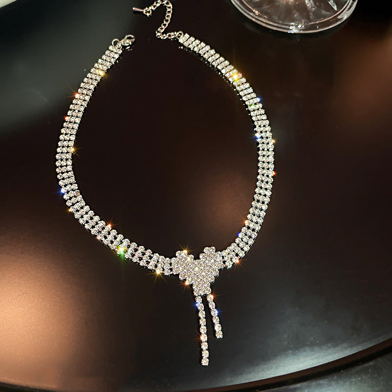 Fashion Bling Crystal Earrings Korean Heart Crystal Jewelry Sets