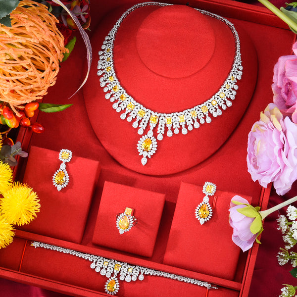 Luxury SAUDI ARABIA HIGH Jewelry Sets For Women Wedding Necklace Earring Set