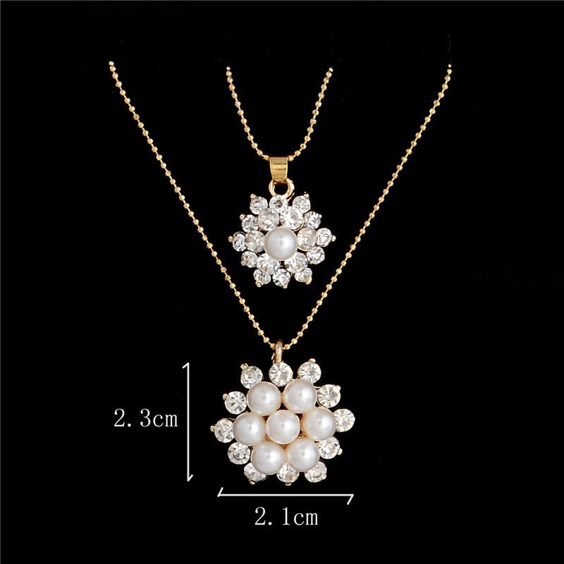 White Snowflake Imitation Pearl Necklace Earrings Set