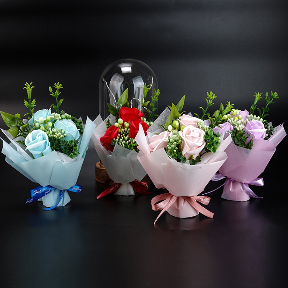 Present For Girlfriend Wife Mom Women Forever Flowers Real Eternal Roses With LED