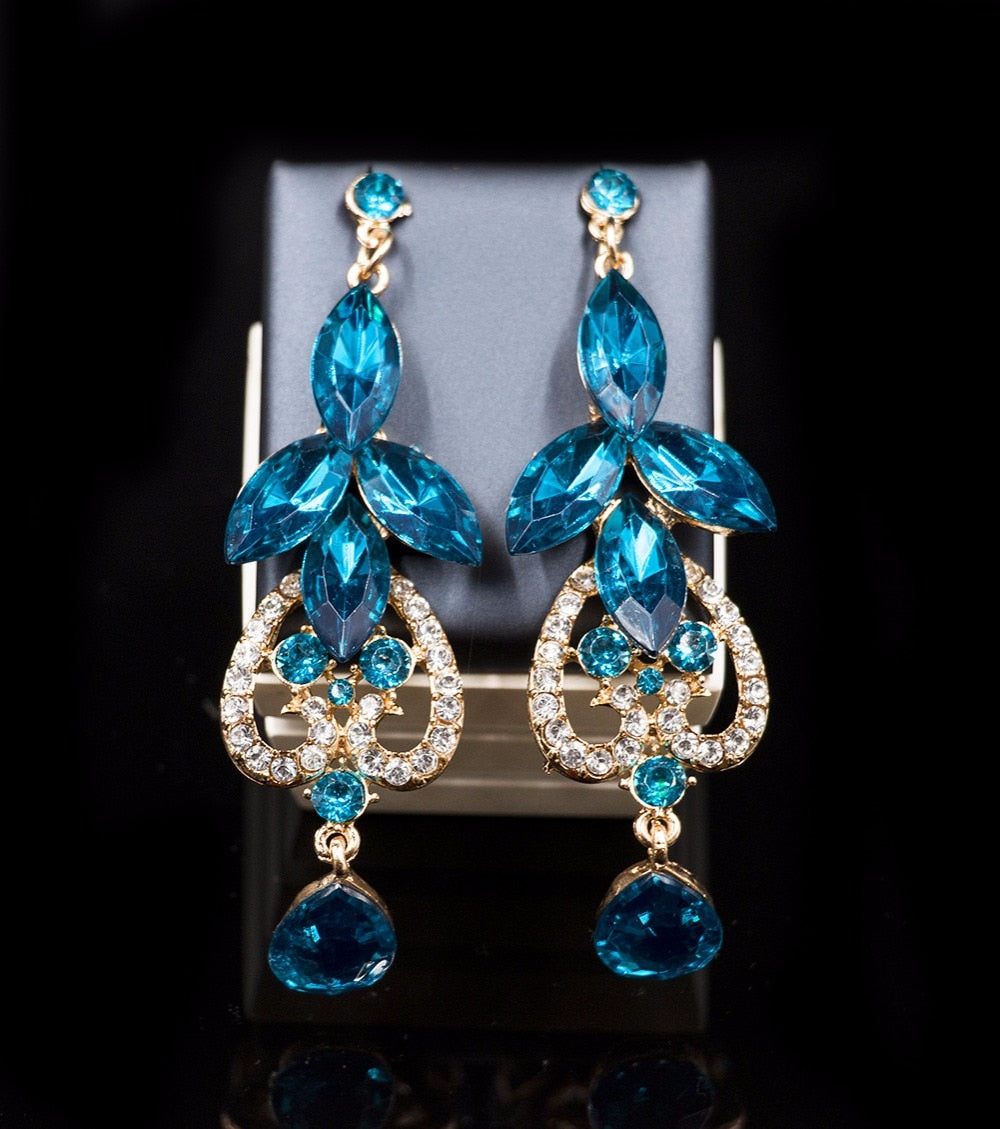 vintage crystal jewelry Flower Statement Necklace earings For Women