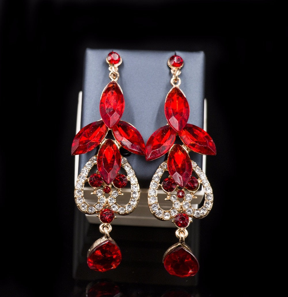 vintage crystal jewelry Flower Statement Necklace earings For Women