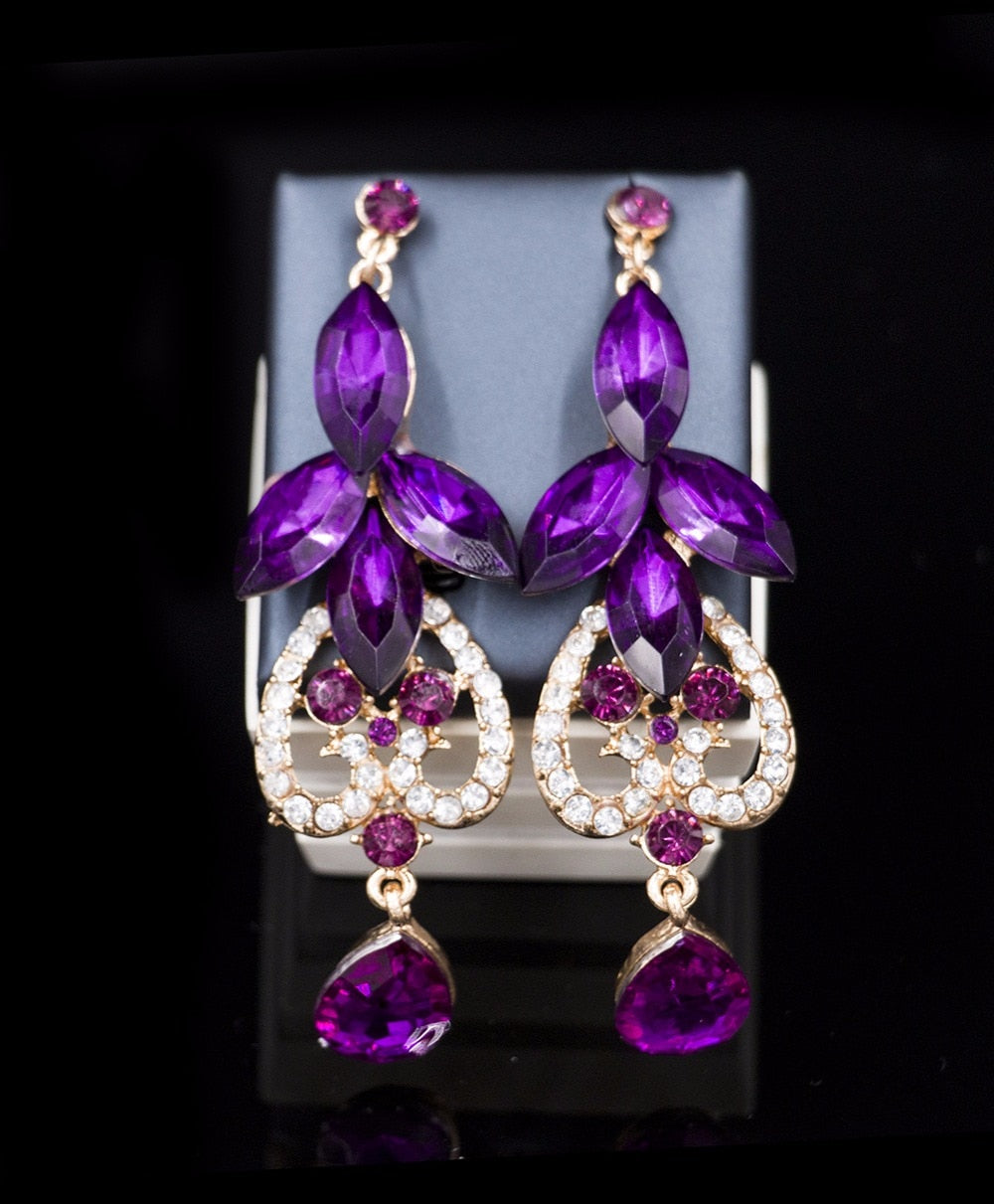 vintage crystal jewelry Flower Statement Necklace earings For Women