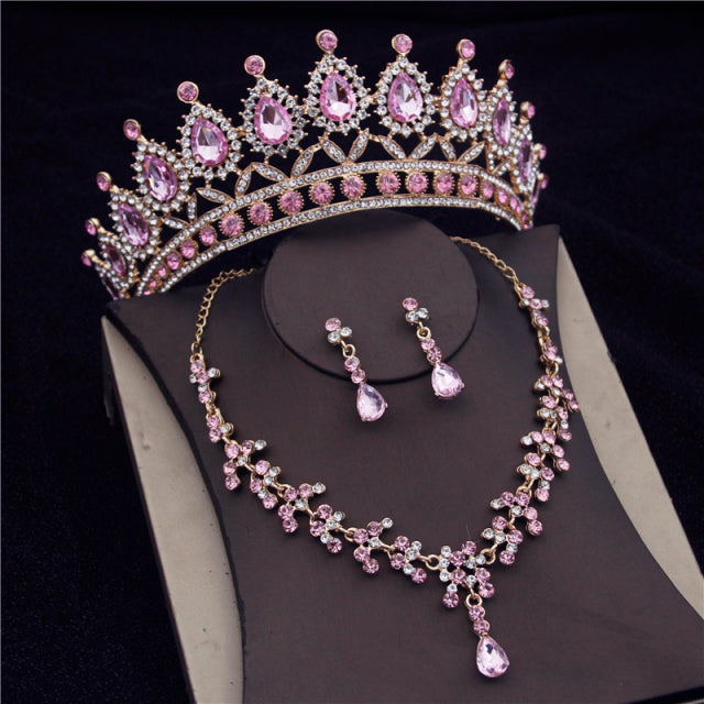 Tiaras Wedding Necklace Set Crown Earrings Bridal Necklace Sets