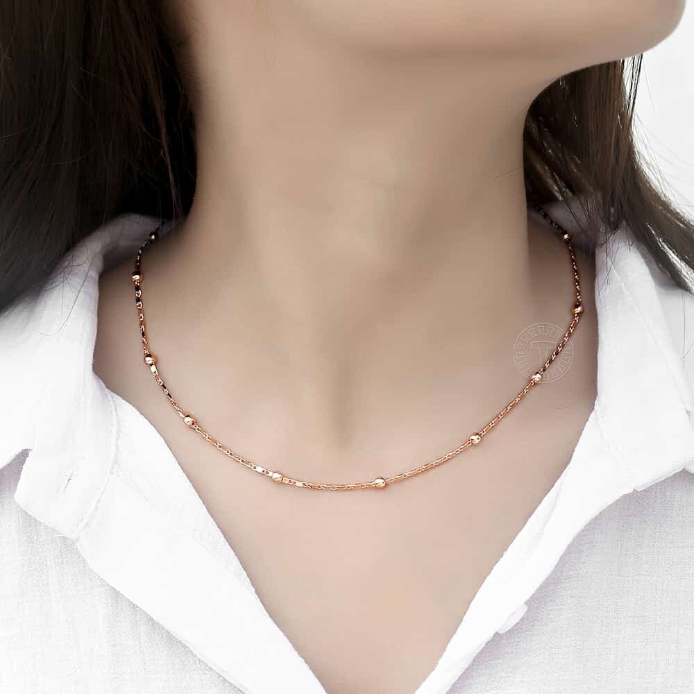 585 Rose Gold Necklace Bracelet for Women Jewelry Sets