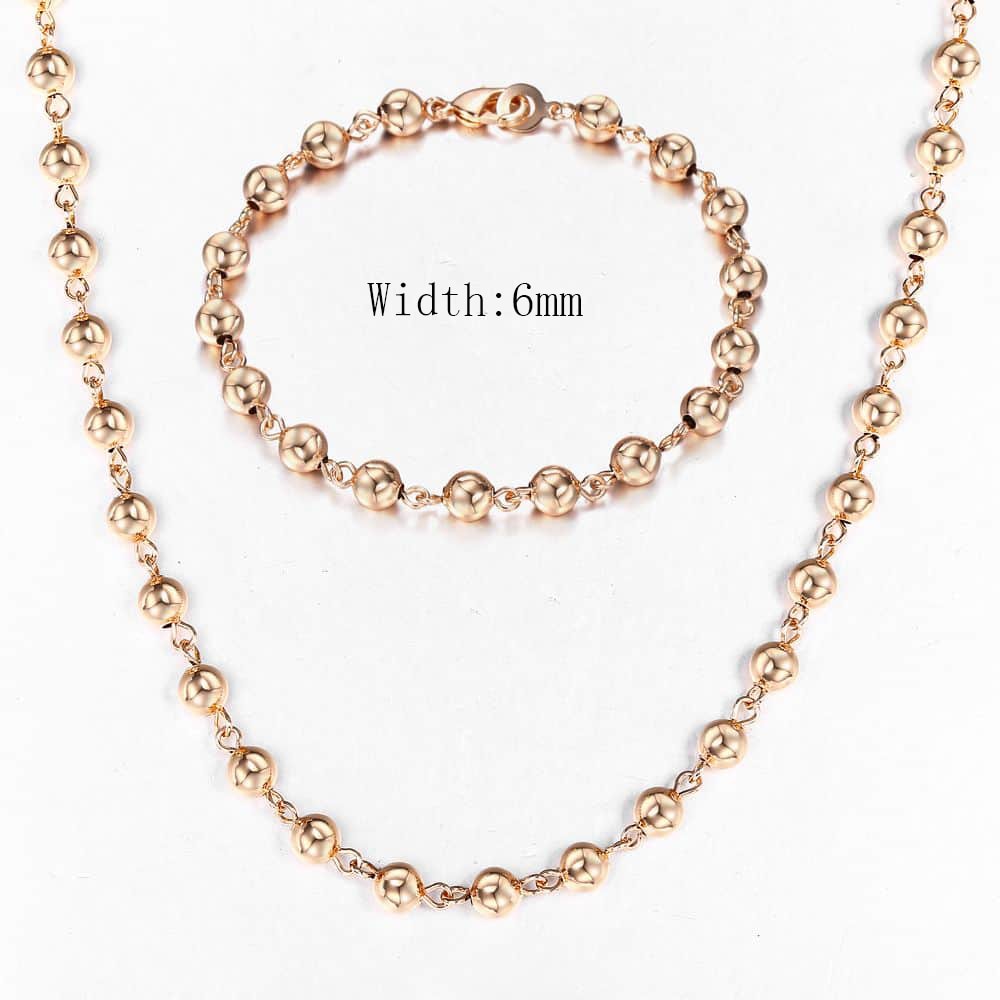 585 Rose Gold Necklace Bracelet for Women Jewelry Sets