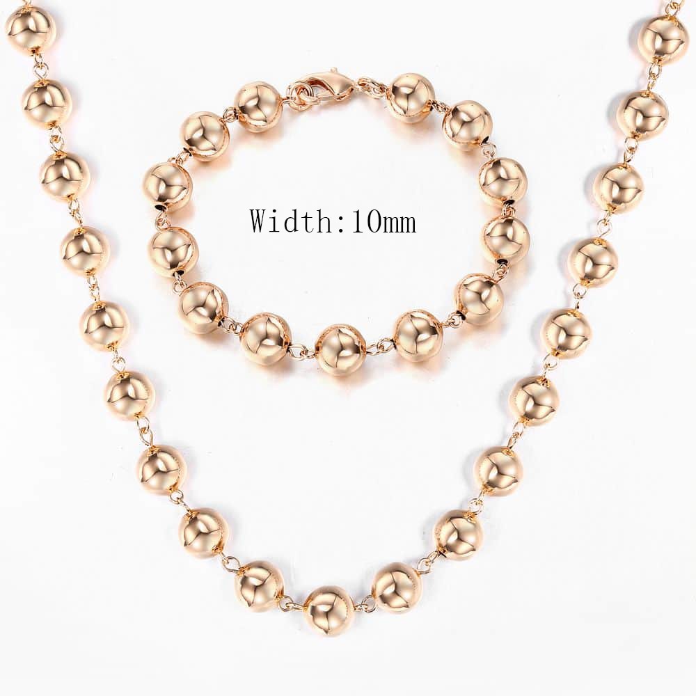 585 Rose Gold Necklace Bracelet for Women Jewelry Sets