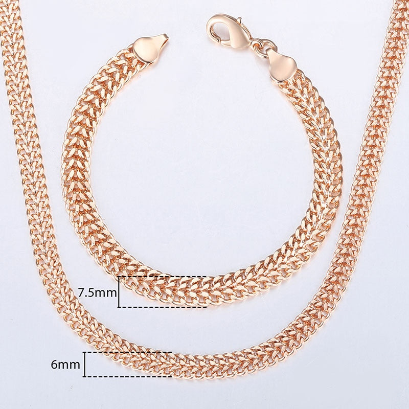 585 Rose Gold Necklace Bracelet for Women Jewelry Sets