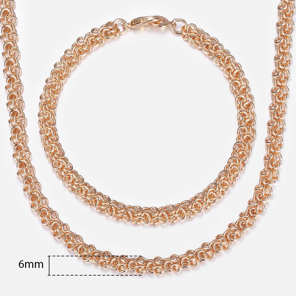585 Rose Gold Necklace Bracelet for Women Jewelry Sets