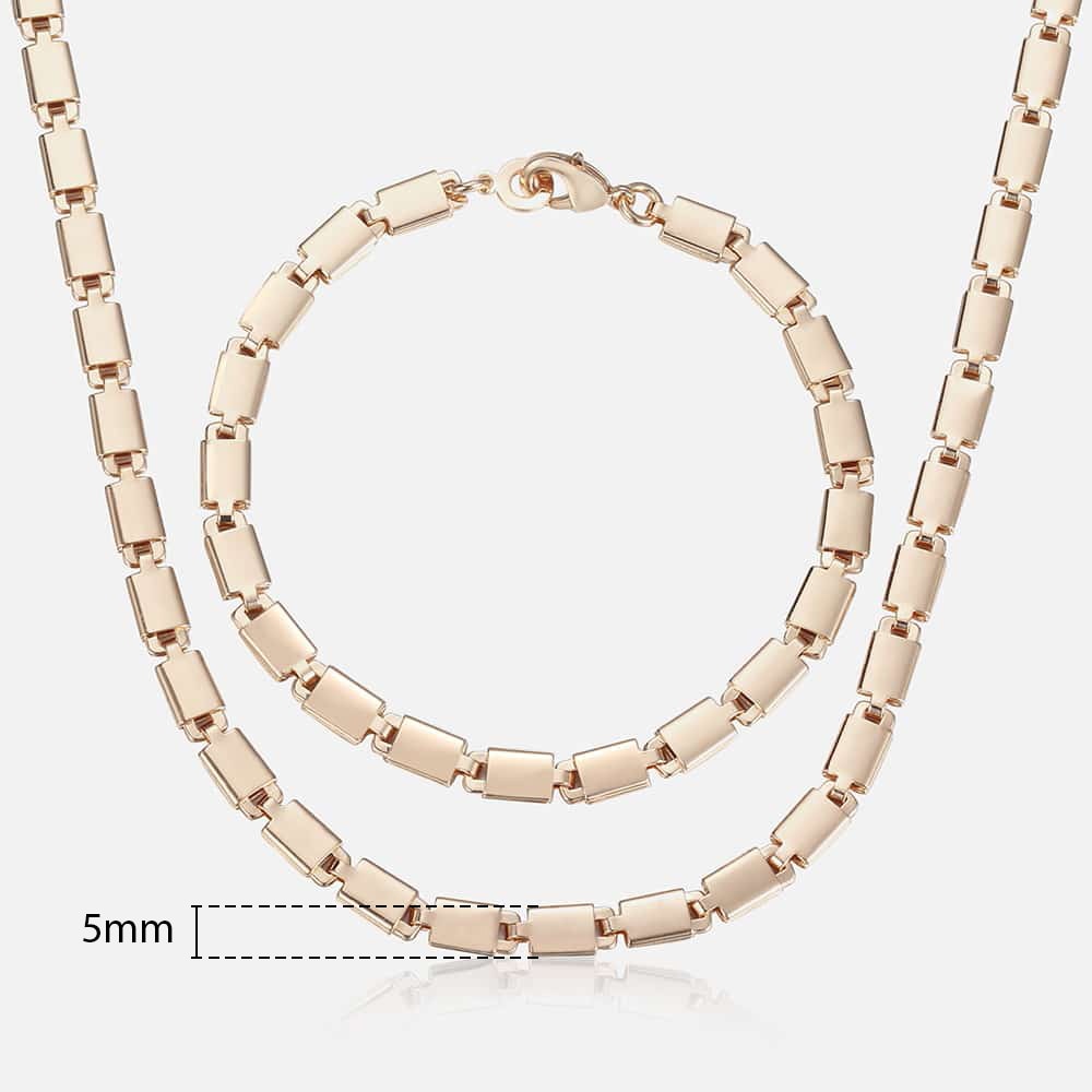 585 Rose Gold Necklace Bracelet for Women Jewelry Sets