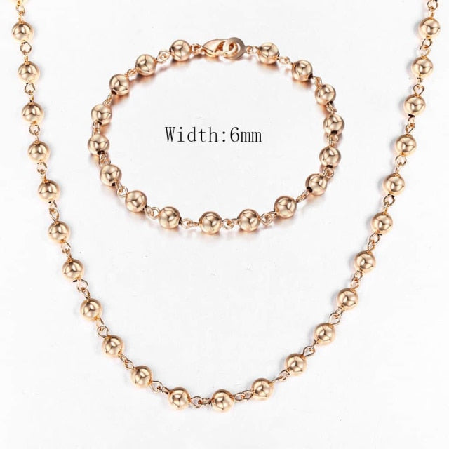 585 Rose Gold Necklace Bracelet for Women Jewelry Sets