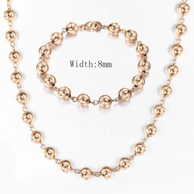 585 Rose Gold Necklace Bracelet for Women Jewelry Sets