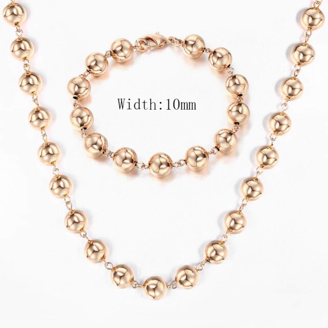 585 Rose Gold Necklace Bracelet for Women Jewelry Sets