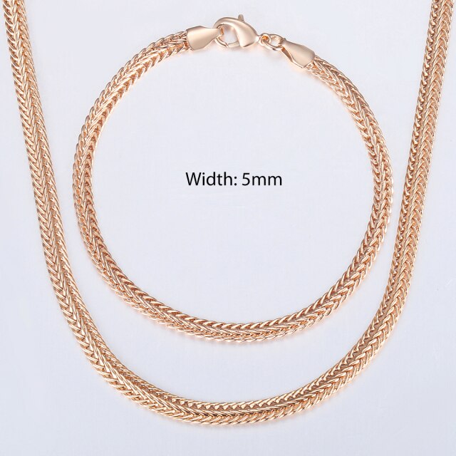 585 Rose Gold Necklace Bracelet for Women Jewelry Sets