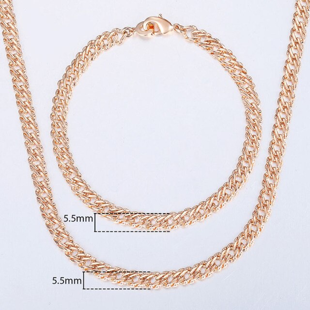585 Rose Gold Necklace Bracelet for Women Jewelry Sets