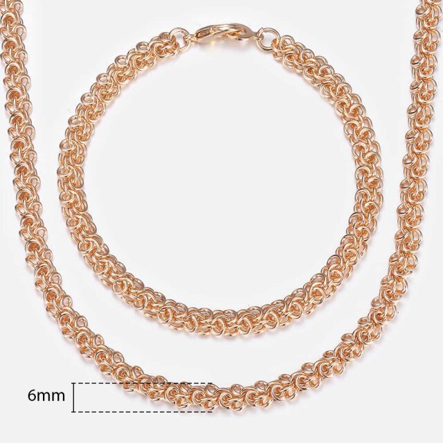 585 Rose Gold Necklace Bracelet for Women Jewelry Sets