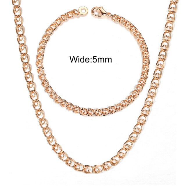 585 Rose Gold Necklace Bracelet for Women Jewelry Sets