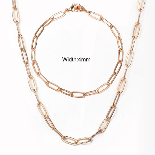 585 Rose Gold Necklace Bracelet for Women Jewelry Sets