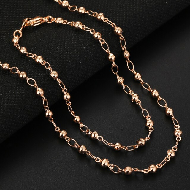 585 Rose Gold Necklace Bracelet for Women Jewelry Sets