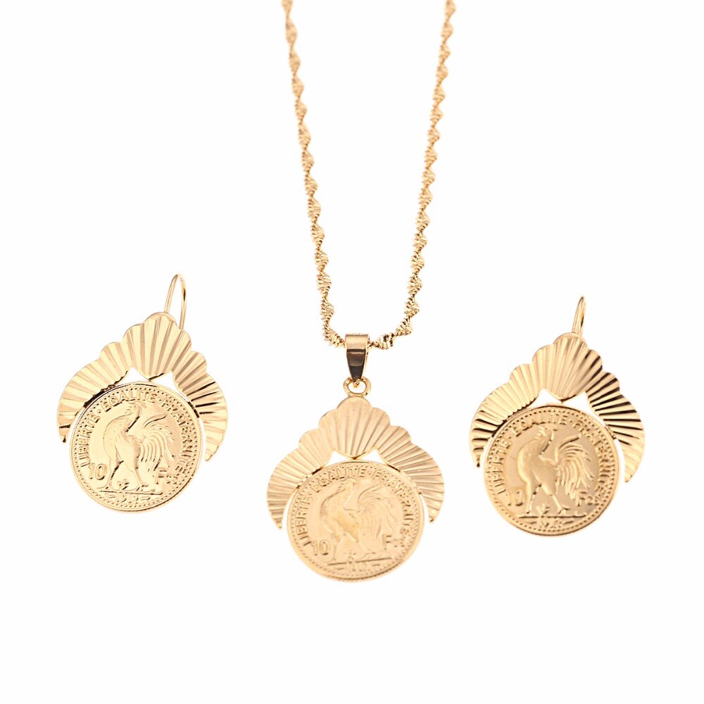 Gold Color Metal Coins Women Jewelry Sets