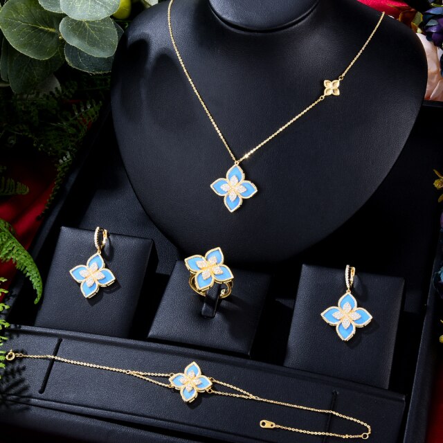 Flowers Luxury African Dubai Jewelry Sets