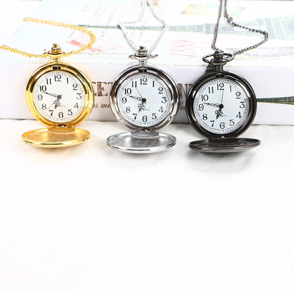 Reloj de bolsillo colgante de plata lisa de lujo