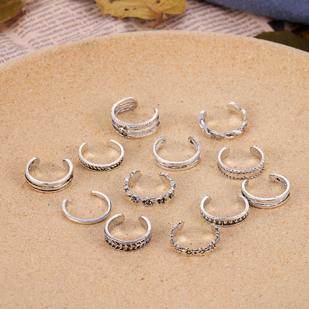 Bohemian Rings Crystal Rhinestone Drops Geometry Middle Ages Ring Set