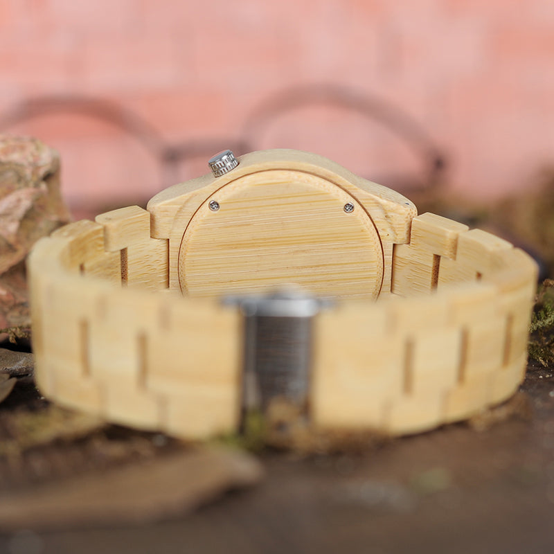 lovers' Wooden Watch Full Bamboo Green Dial Quartz Watches