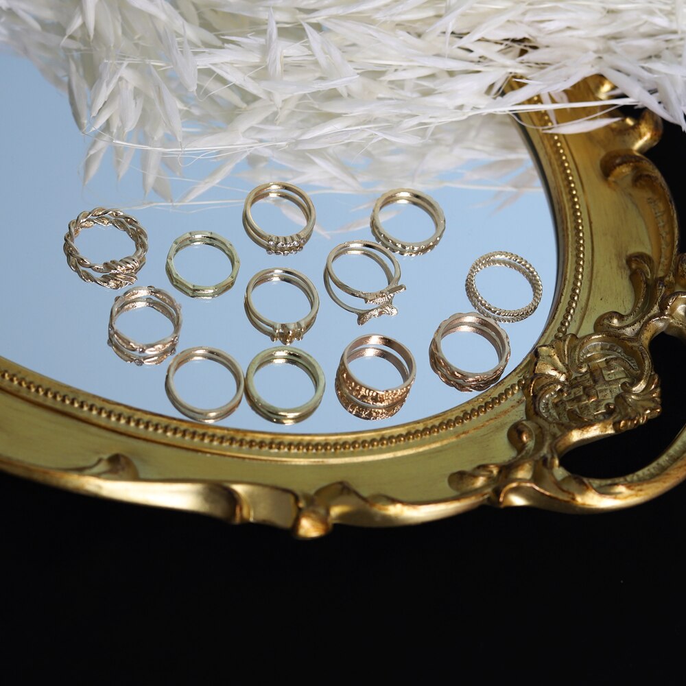 Fashion Punk Simple Design Vintage Gold Color Joint Rings Sets