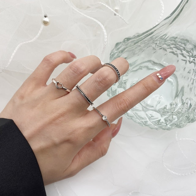 Fashion Punk Simple Design Vintage Gold Color Joint Rings Sets