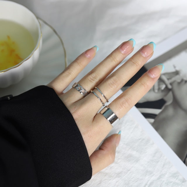 Fashion Punk Simple Design Vintage Gold Color Joint Rings Sets