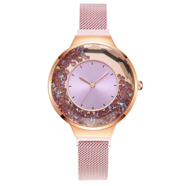 Luxury Ladies Quartz Magnet Buckle Movable Rhinestones Ladies Wristwatches