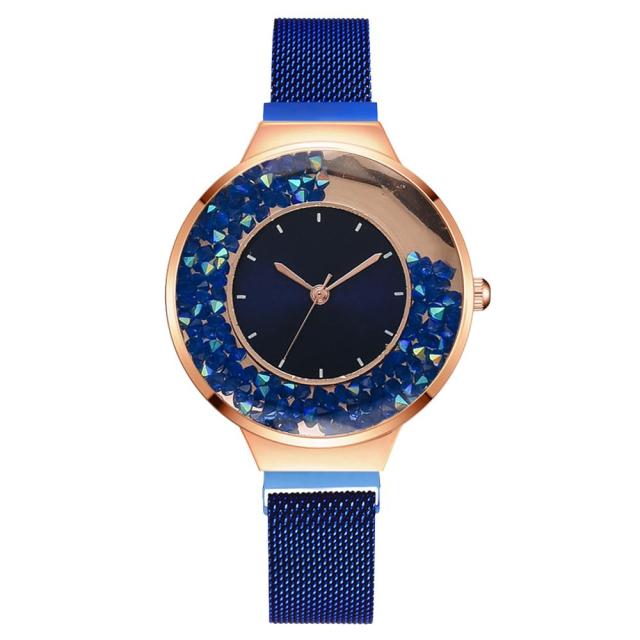 Luxury Ladies Quartz Magnet Buckle Movable Rhinestones Ladies Wristwatches
