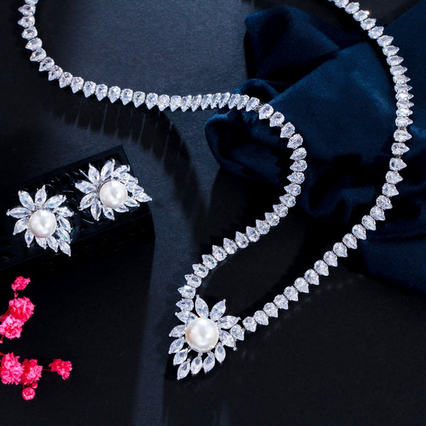 Conjuntos de joyería nupcial con circonita cúbica africana de corte marquesa