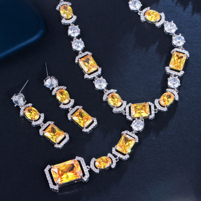 Sparkling Multicolor Cubic Zirconia Big Dangle Drop  Jewelry Sets