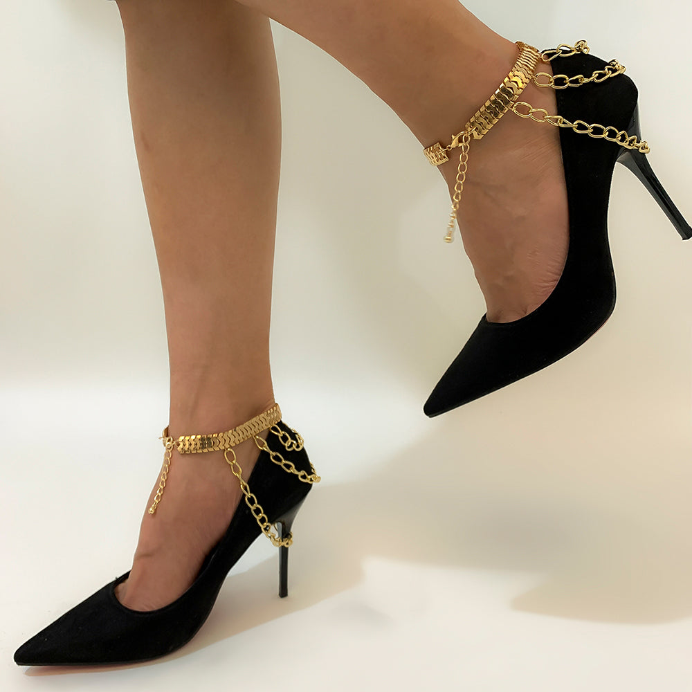 Multi Layered Chain Tassel Bracelets Anklets