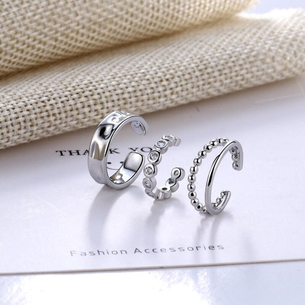 Juego de 3 pendientes geométricos de circonita con diseño coreano