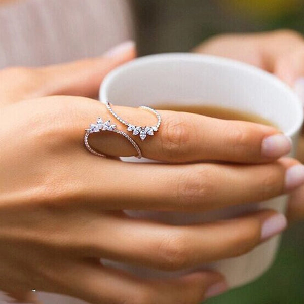 Anillos abiertos de cristal de circonita cúbica con diseño de moda marroquí