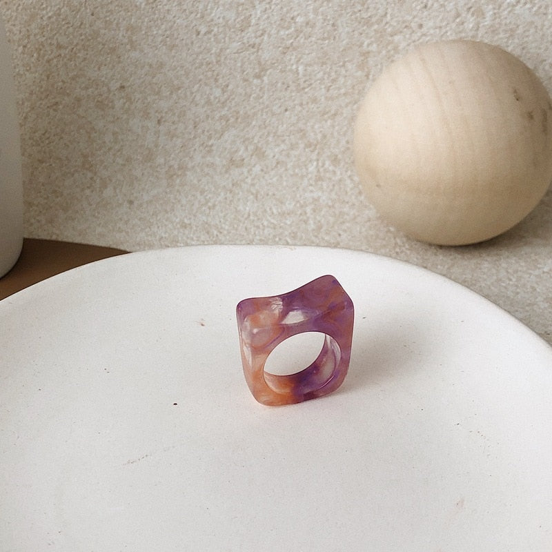 Chic Geometric Transparent Resin Rings For Women