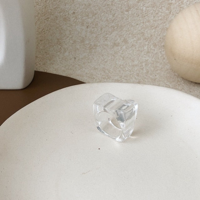 Chic Geometric Transparent Resin Rings For Women