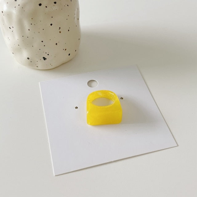 Chic Geometric Transparent Resin Rings For Women