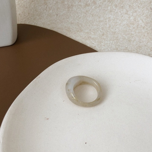Chic Geometric Transparent Resin Rings For Women