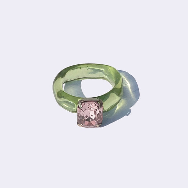 Chic Geometric Transparent Resin Rings For Women