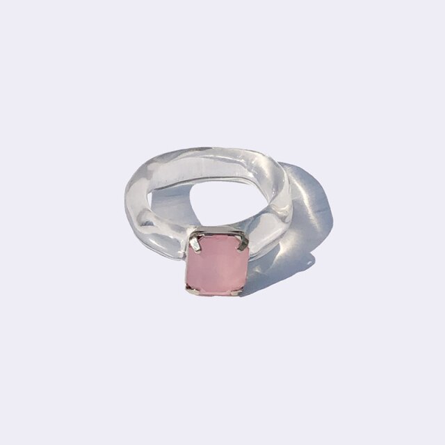 Chic Geometric Transparent Resin Rings For Women