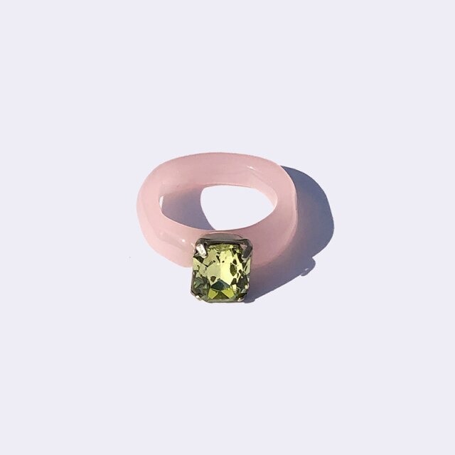 Chic Geometric Transparent Resin Rings For Women