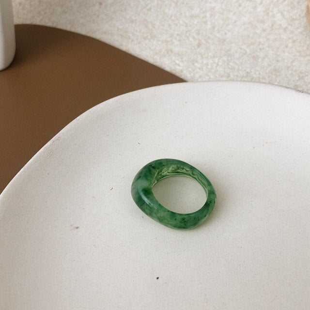 Chic Geometric Transparent Resin Rings For Women